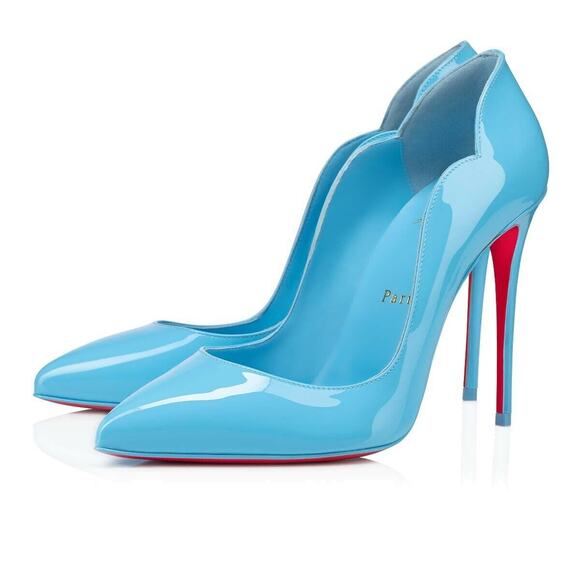 Christian Louboutin Shoes - Christian Louboutin Hot Chick 100 Blue Splash Lining Patent Leather Heel Pump 39